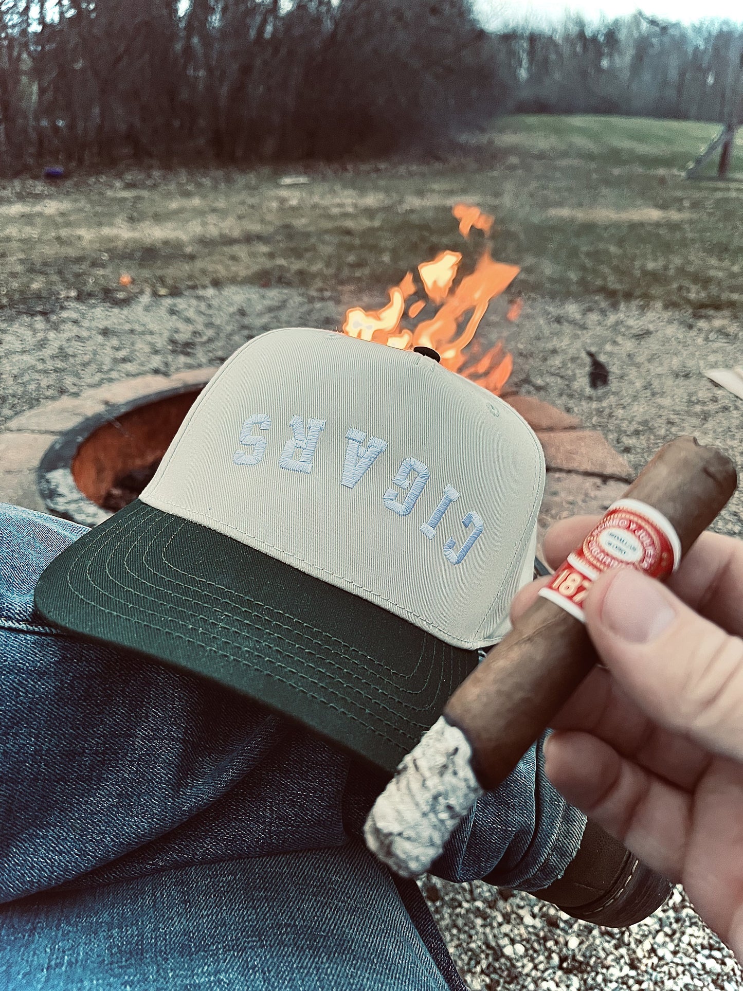 Reverse Script Cigar Baseball Cap